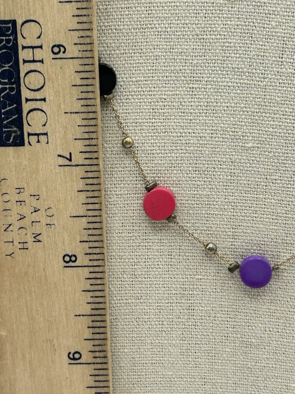 Vintage Colorful Painted Metal Bead Necklace Gold Tone Chain Boho Mod Retro Fun - Picture 12 of 16